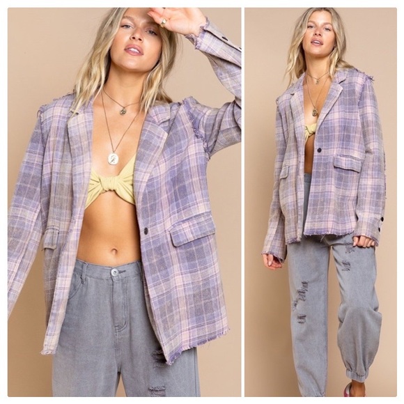 **ON BACK ORDER UNTIL FURTHER NOTICE** POL Grunge Meets Retro Plaid Jacket - Picture 6 of 17